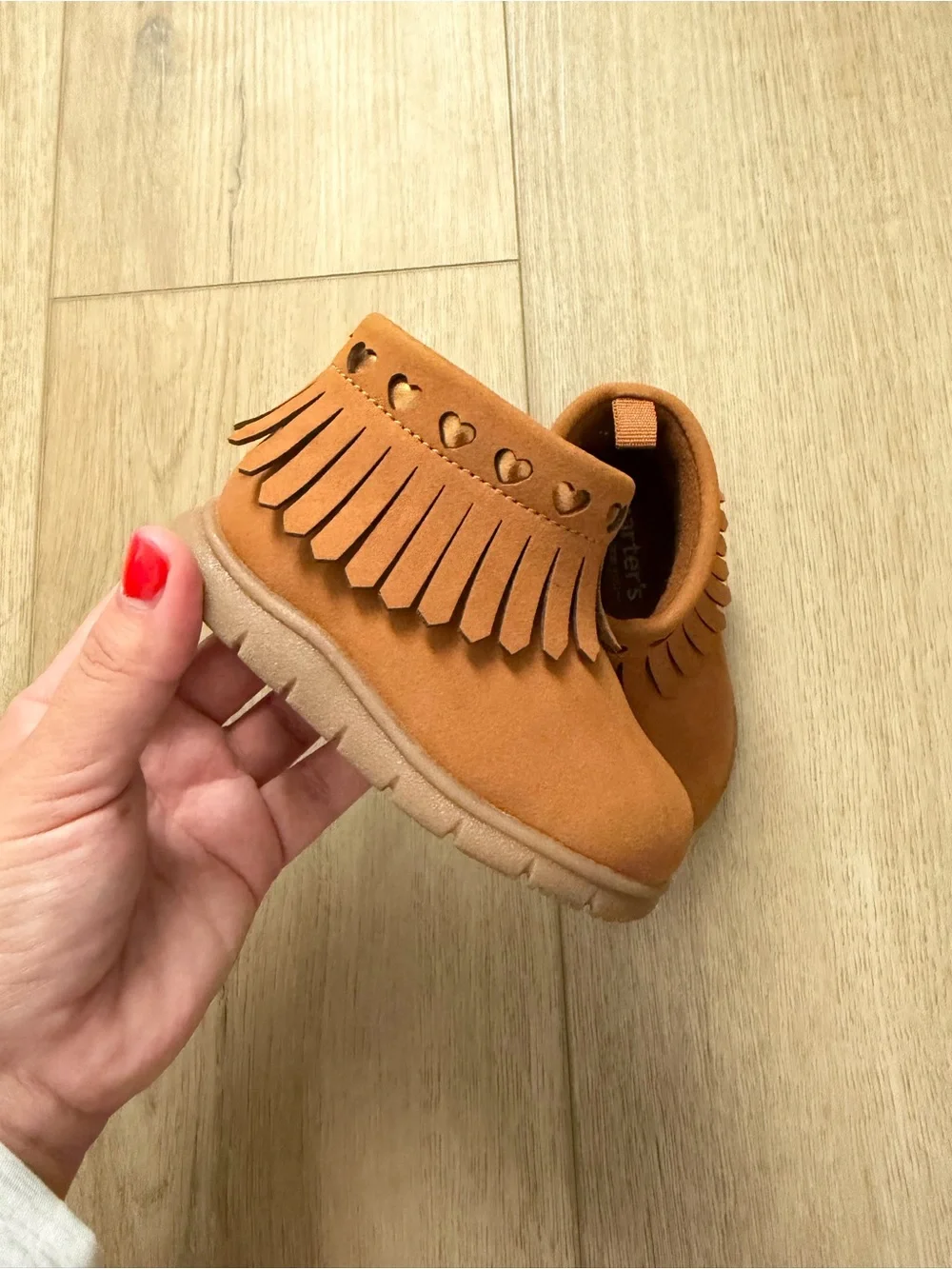 Carter's Toddler Fringe Moccasins in Rust Brown